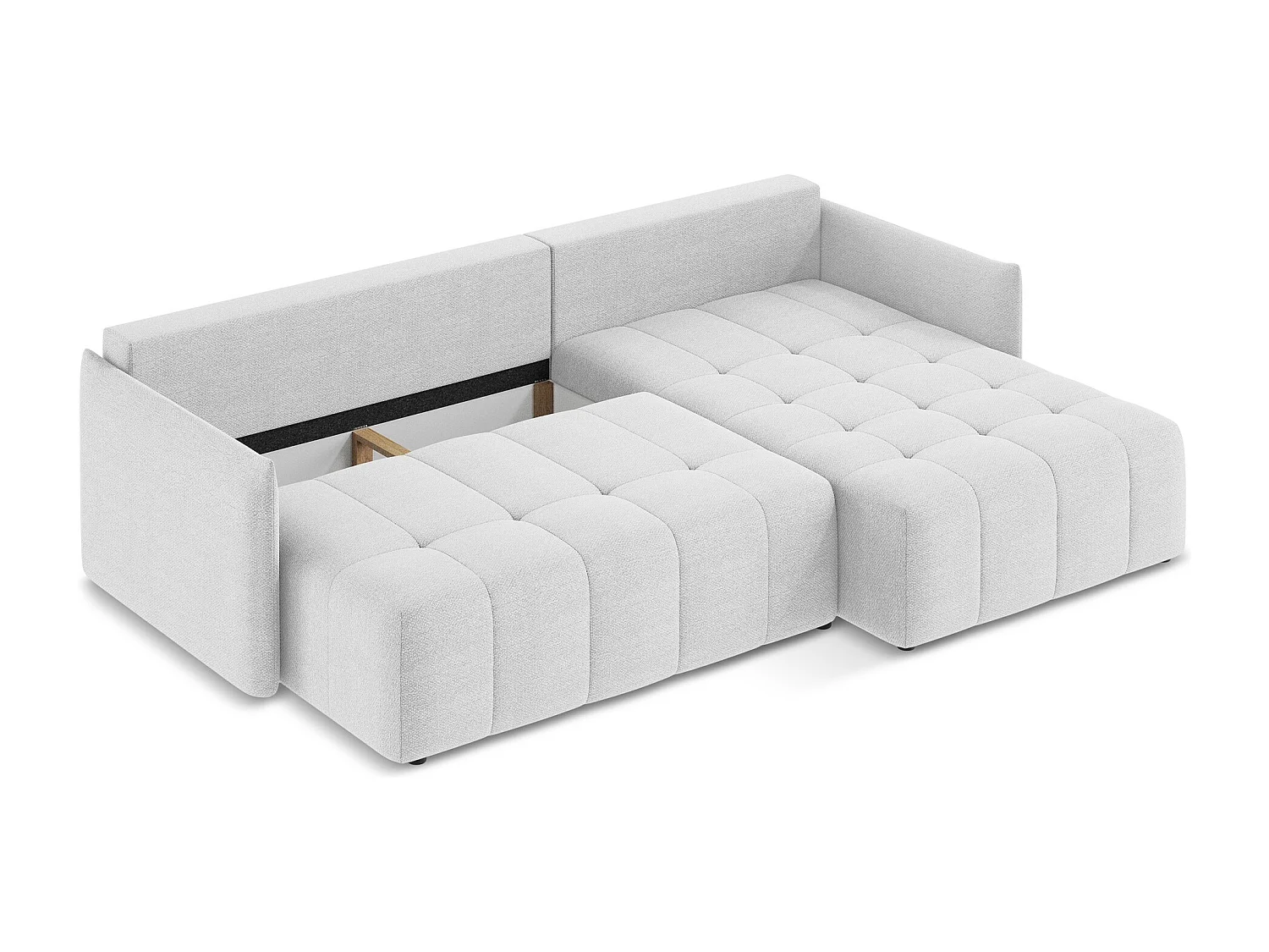 Canapé d'angle droit convertible en tissu bouclette - argent - MOKU