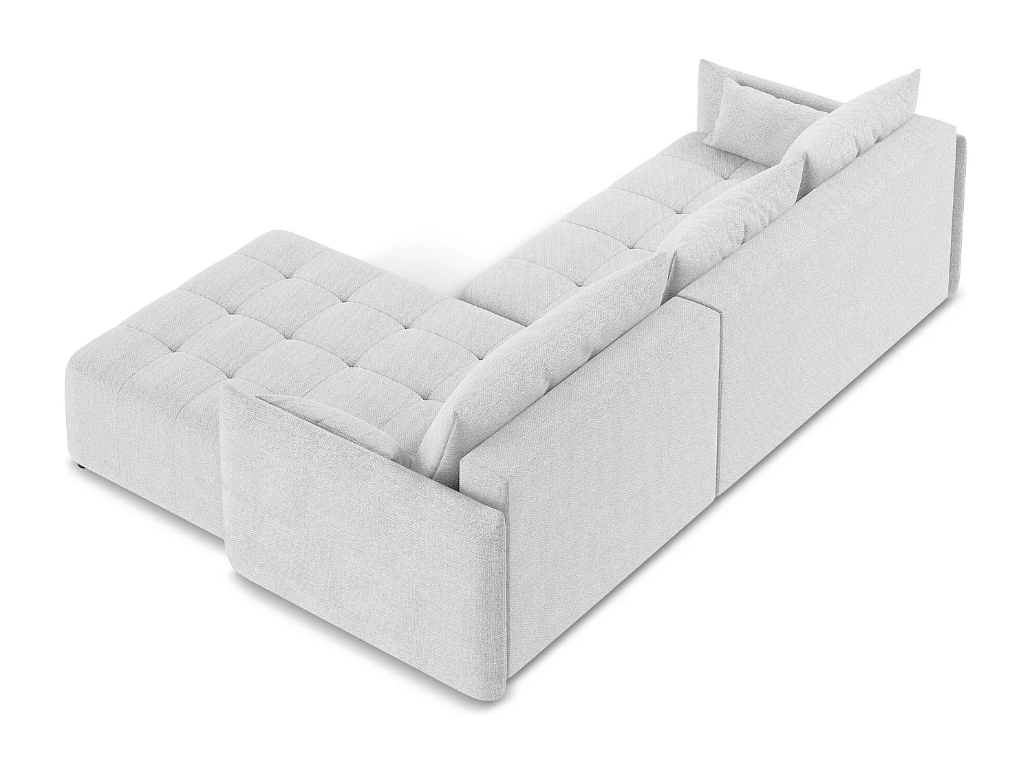 Canapé d'angle droit convertible en tissu bouclette - argent - MOKU