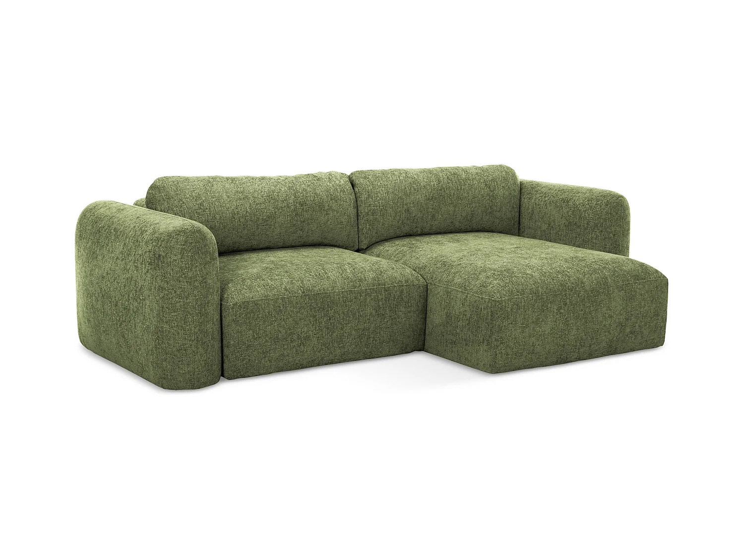 Canapé d'angle droit convertible en tissu chenille - vert - MELE