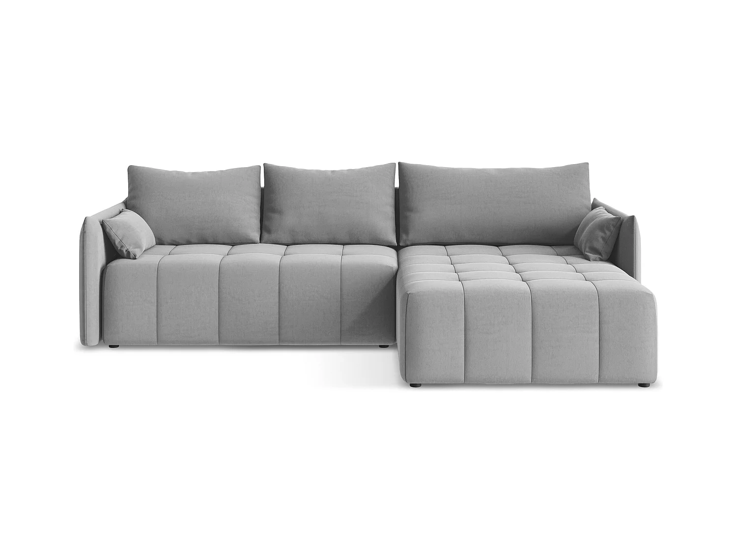 Ecksofa mit Schlaffunktion - Ecke Rechts - Samt - Grau - MOKU