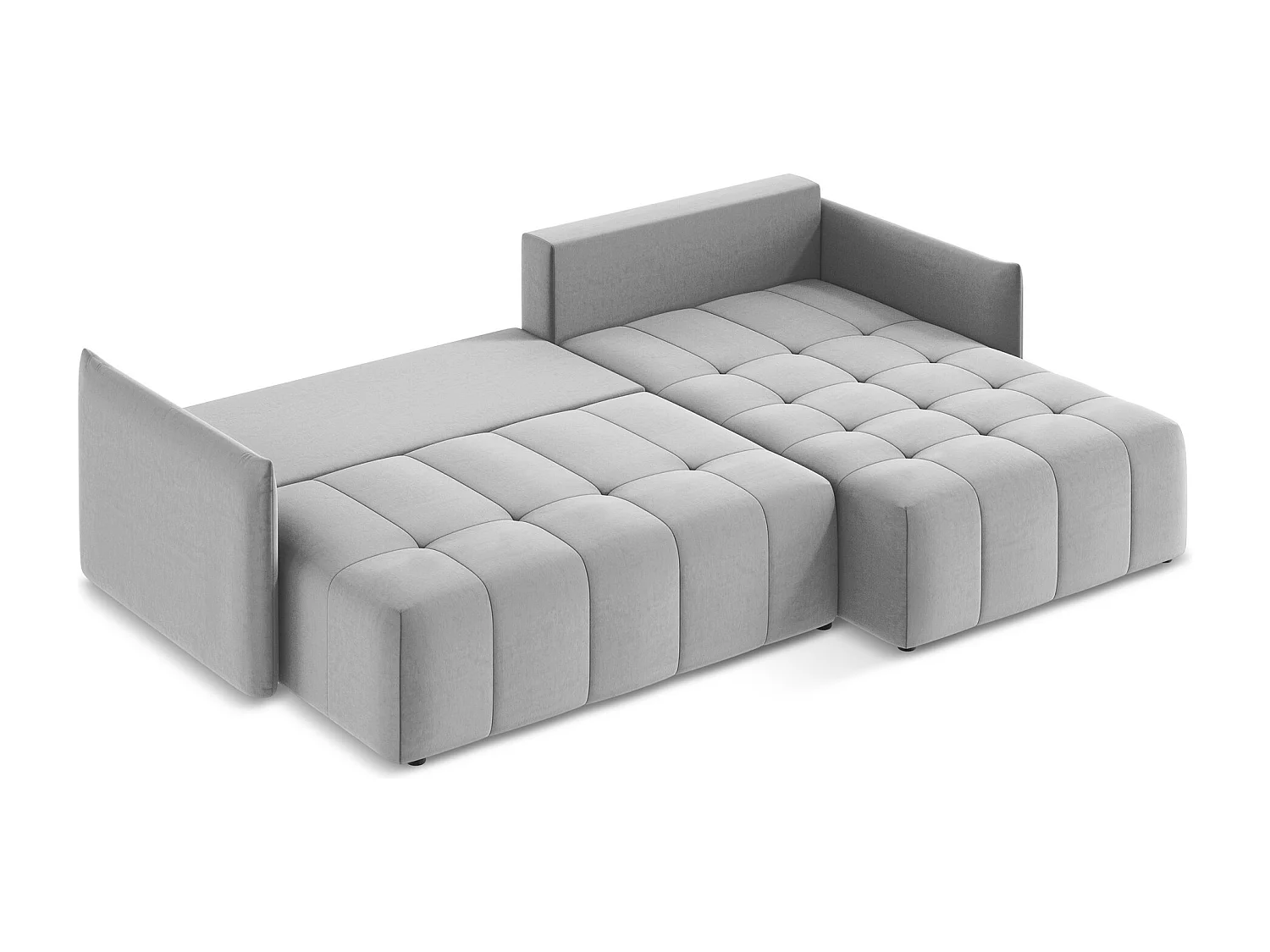 Ecksofa mit Schlaffunktion - Ecke Rechts - Samt - Grau - MOKU