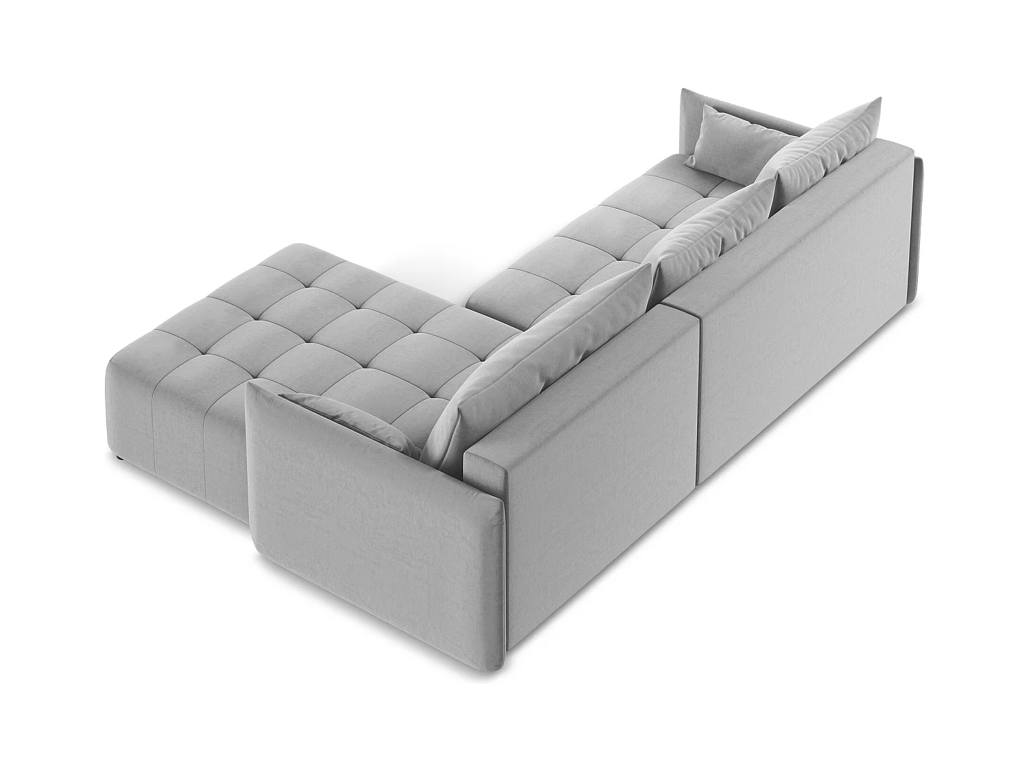 Ecksofa mit Schlaffunktion - Ecke Rechts - Samt - Grau - MOKU