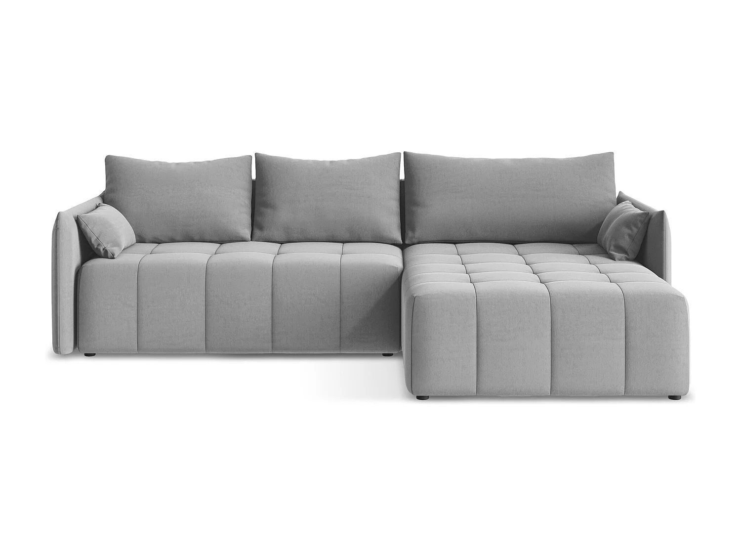 Canapé d'angle droit convertible en velours - gris - MOKU