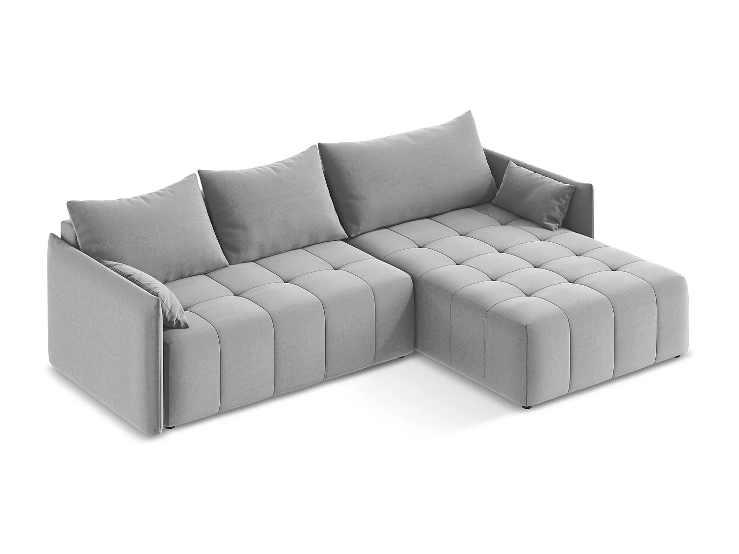 Canapé d'angle droit convertible en velours - gris - MOKU