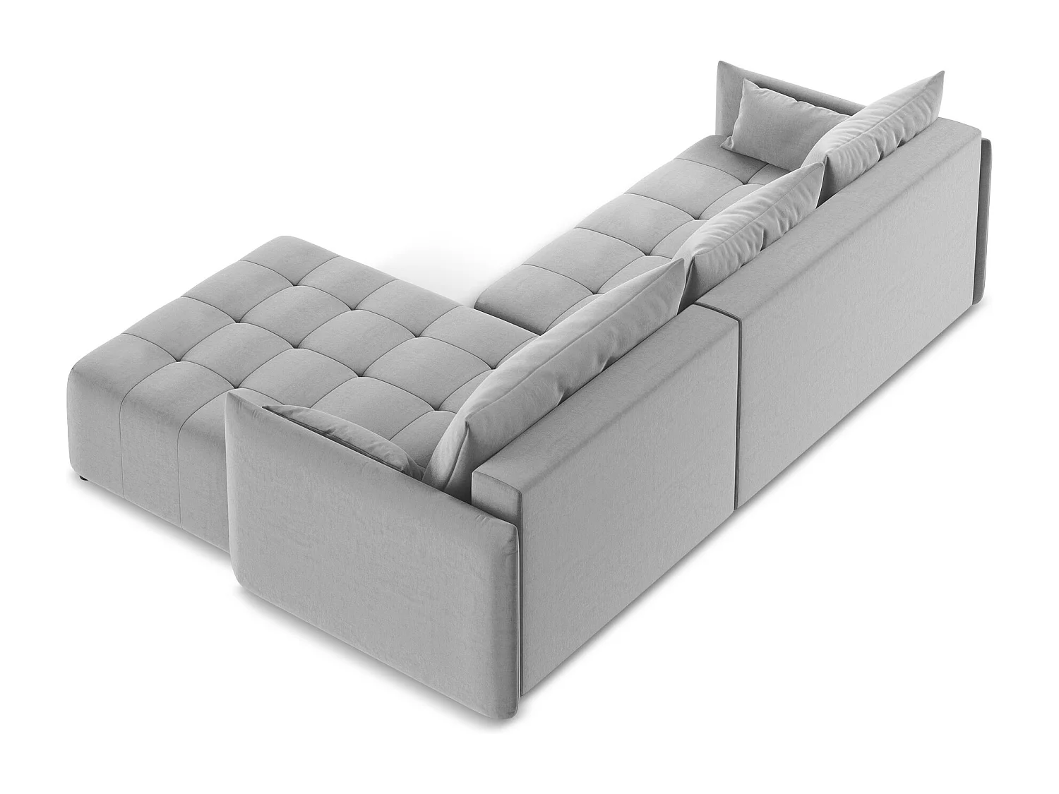 Canapé d'angle droit convertible en velours - gris - MOKU