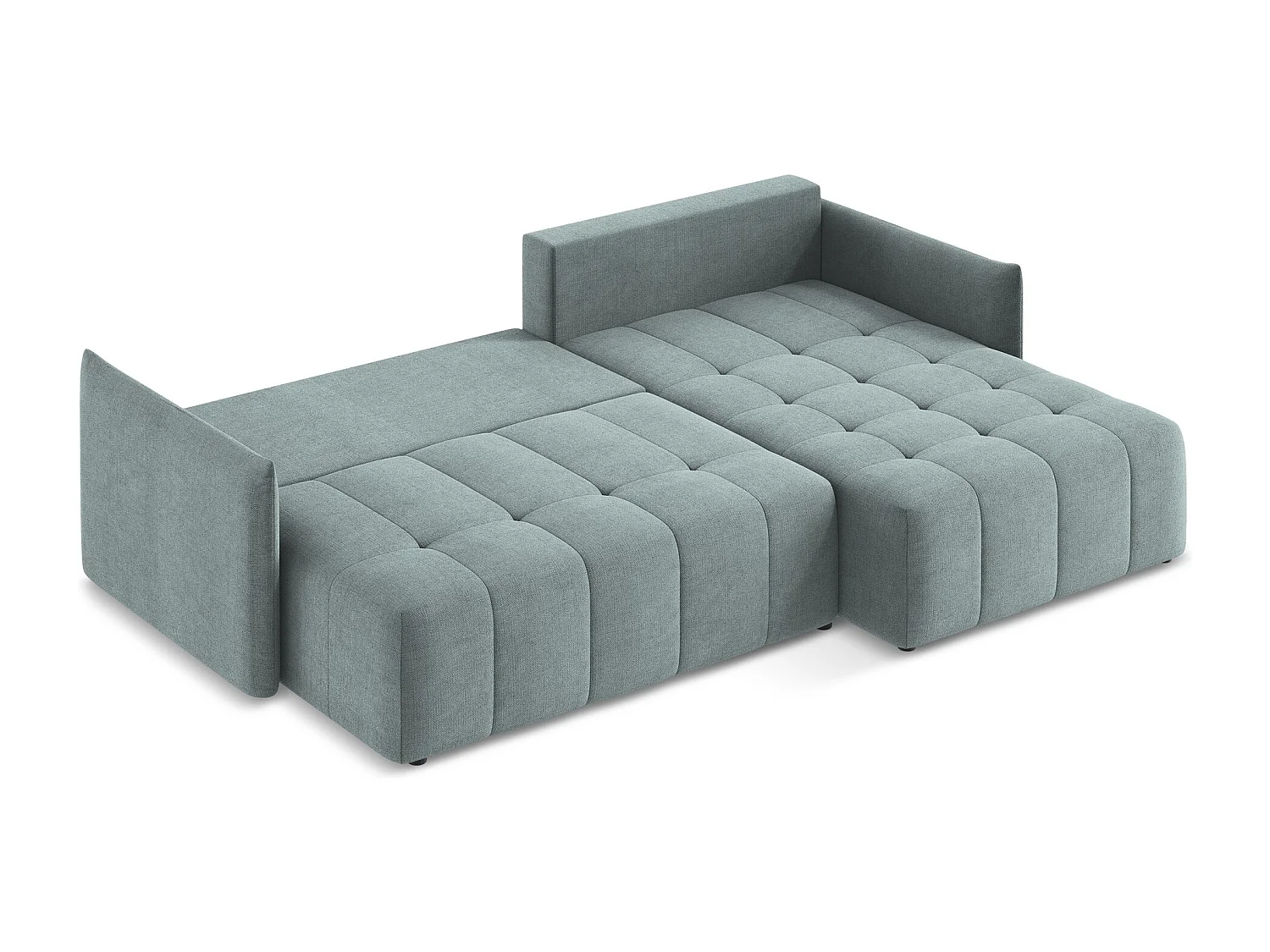 Canapé d'angle droit convertible en tissu texturé - jeans - MOKU