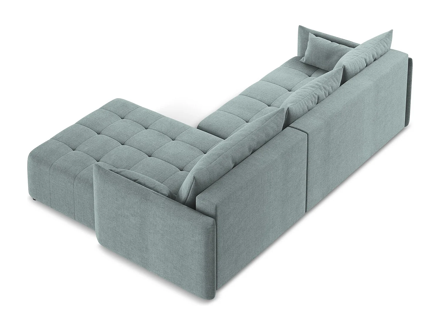 Canapé d'angle droit convertible en tissu texturé - jeans - MOKU