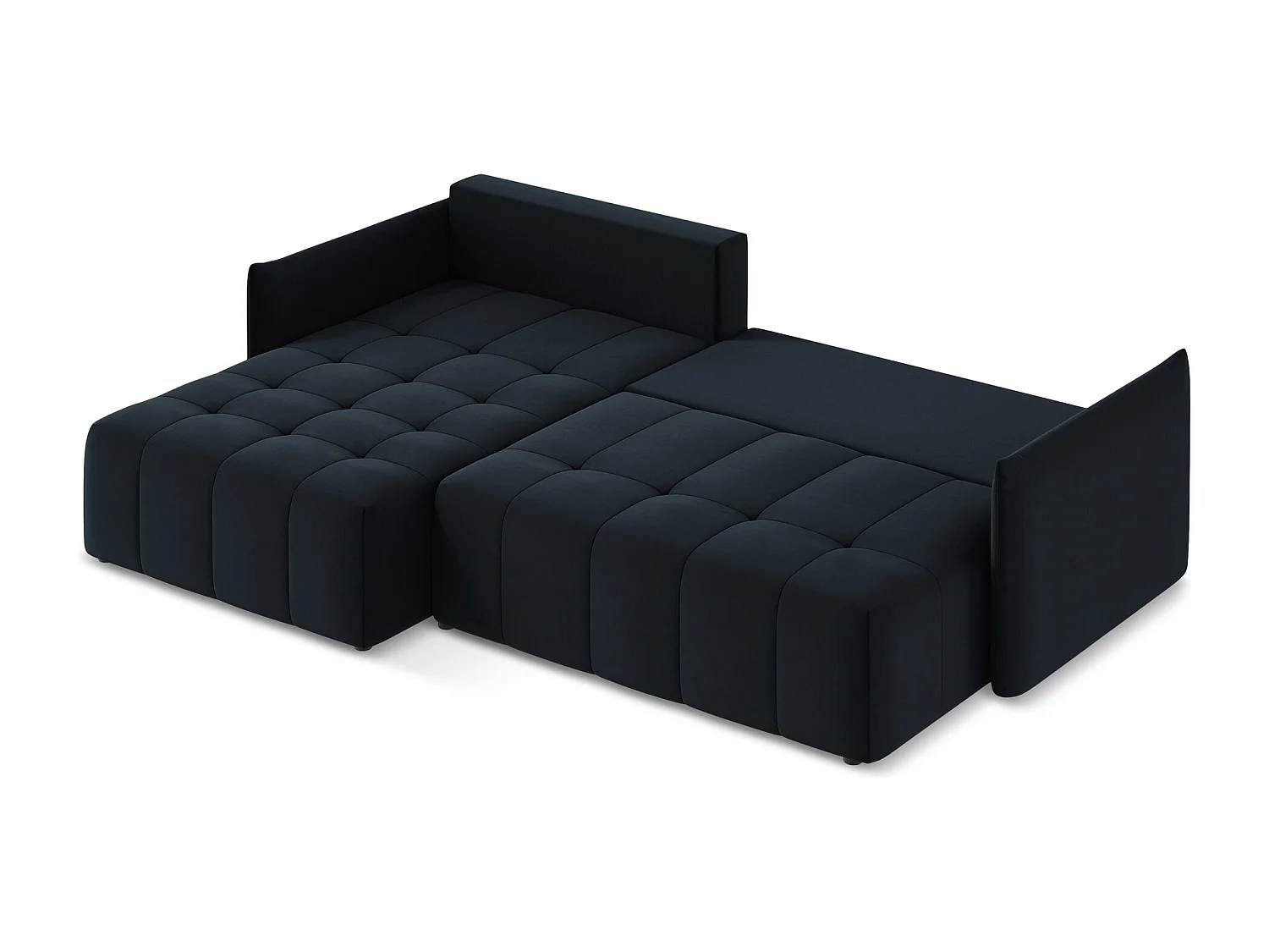 3-Sitzer Ecksofa mit Schlaffunktion - Ecke Links - Samt - Königsblau - MOKU