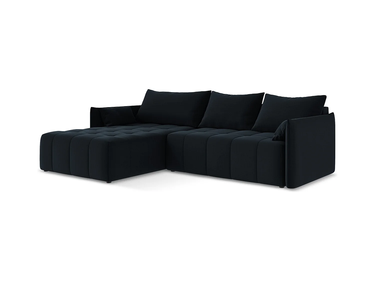 Canapé d’angle 3 places gauche convertible en velours - bleu royal - MOKU