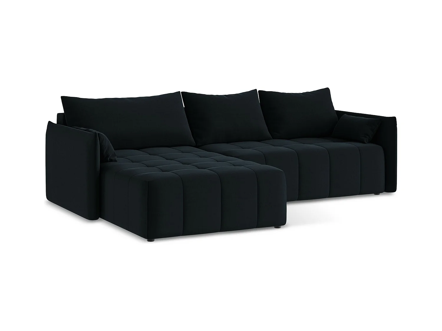 Canapé d’angle 3 places gauche convertible en velours - bleu royal - MOKU