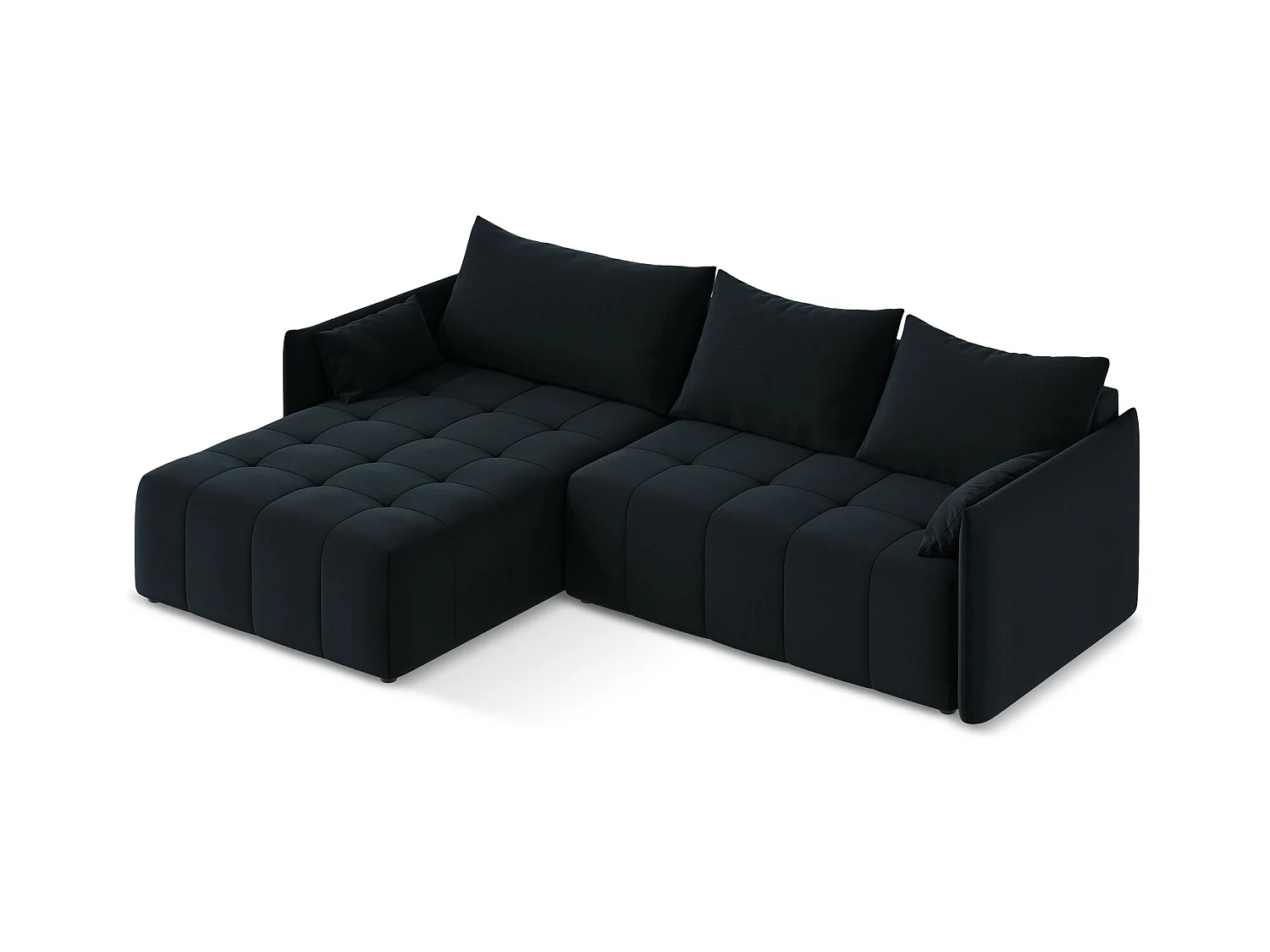 Canapé d’angle 3 places gauche convertible en velours - bleu royal - MOKU