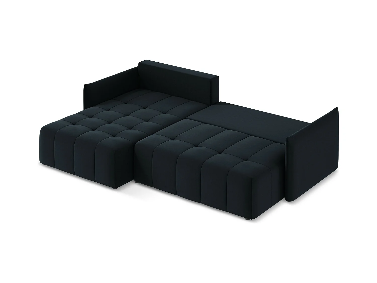 Canapé d’angle 3 places gauche convertible en velours - bleu royal - MOKU