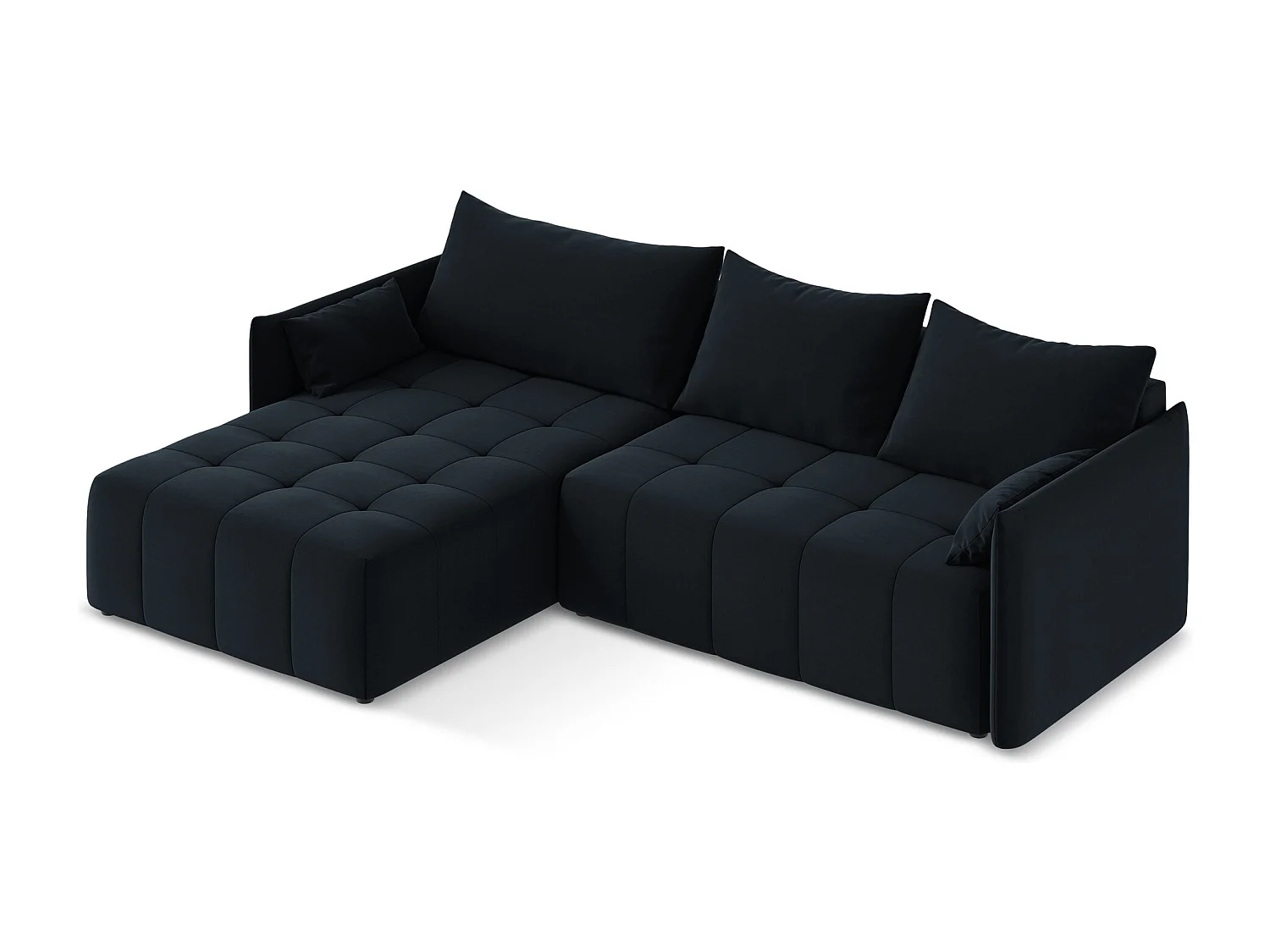 Canapé d’angle 3 places gauche convertible en velours - bleu royal - MOKU