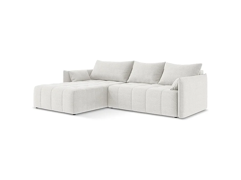 3-Sitzer Ecksofa mit Schlaffunktion - Ecke Links - Bouclé - Weiß - MOKU