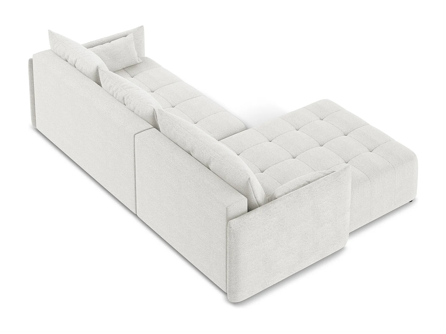 Canapé d’angle 3 places gauche convertible en tissu bouclette - blanc - MOKU