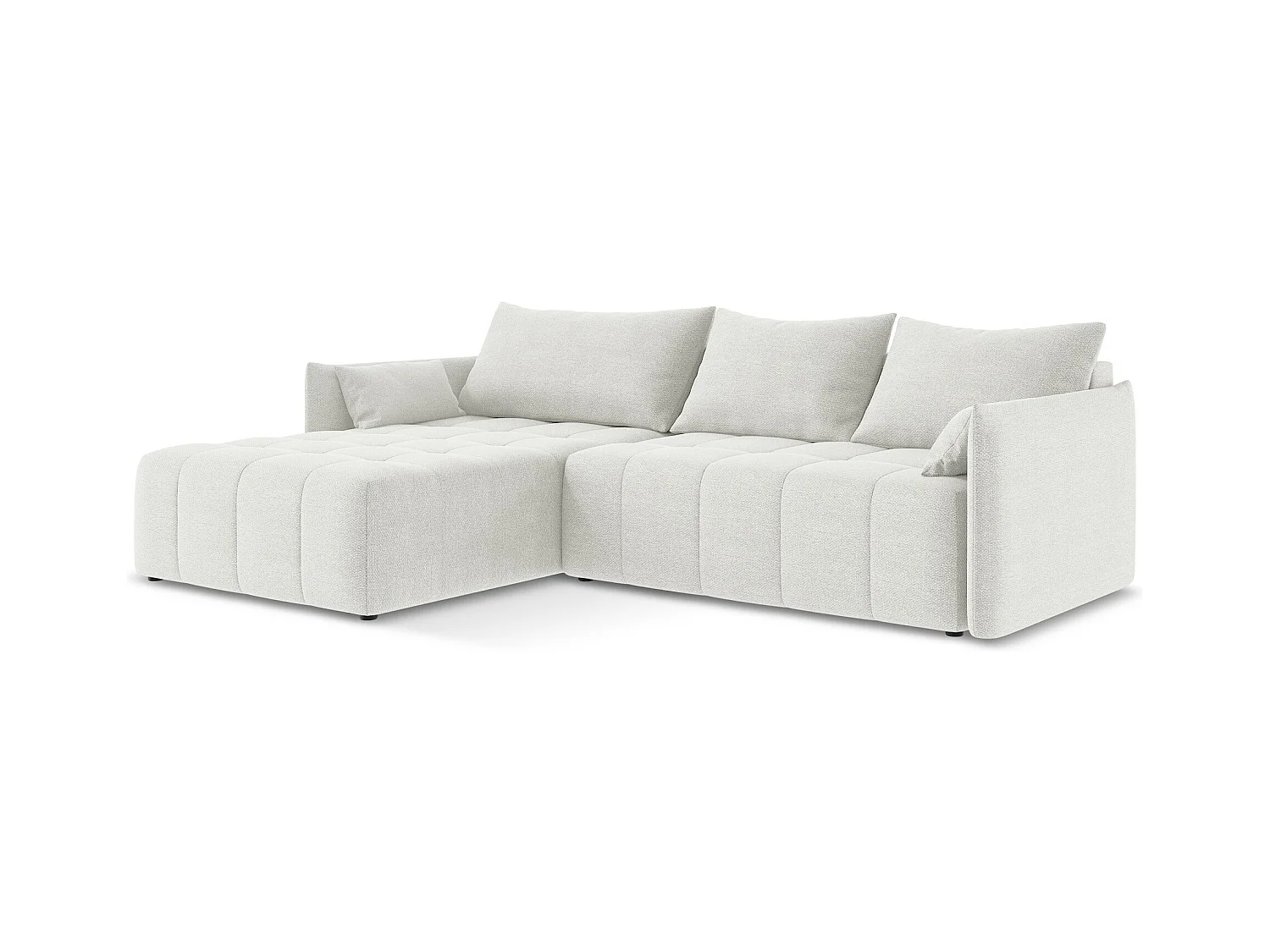 Canapé d’angle 3 places gauche convertible en tissu bouclette - blanc - MOKU