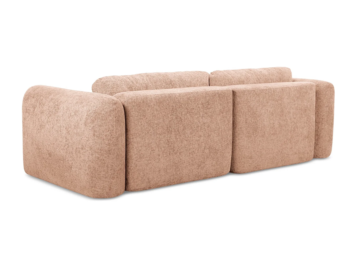 Narożnik prawostronny z funkcją spania - z tkaniny szenilowej - brzoskwiniowy - MELE