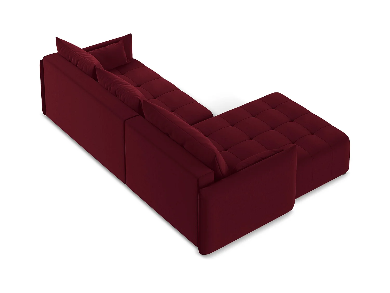 3-Sitzer Ecksofa mit Schlaffunktion - Ecke Links - Samt - Burgund - MOKU