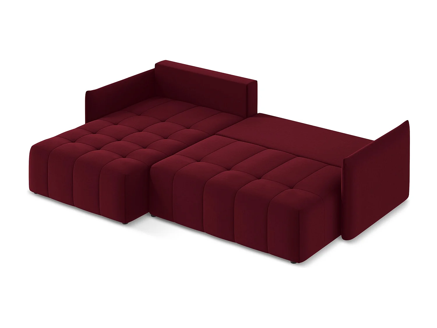 Canapé d’angle 3 places gauche convertible en velours - bourgogne - MOKU