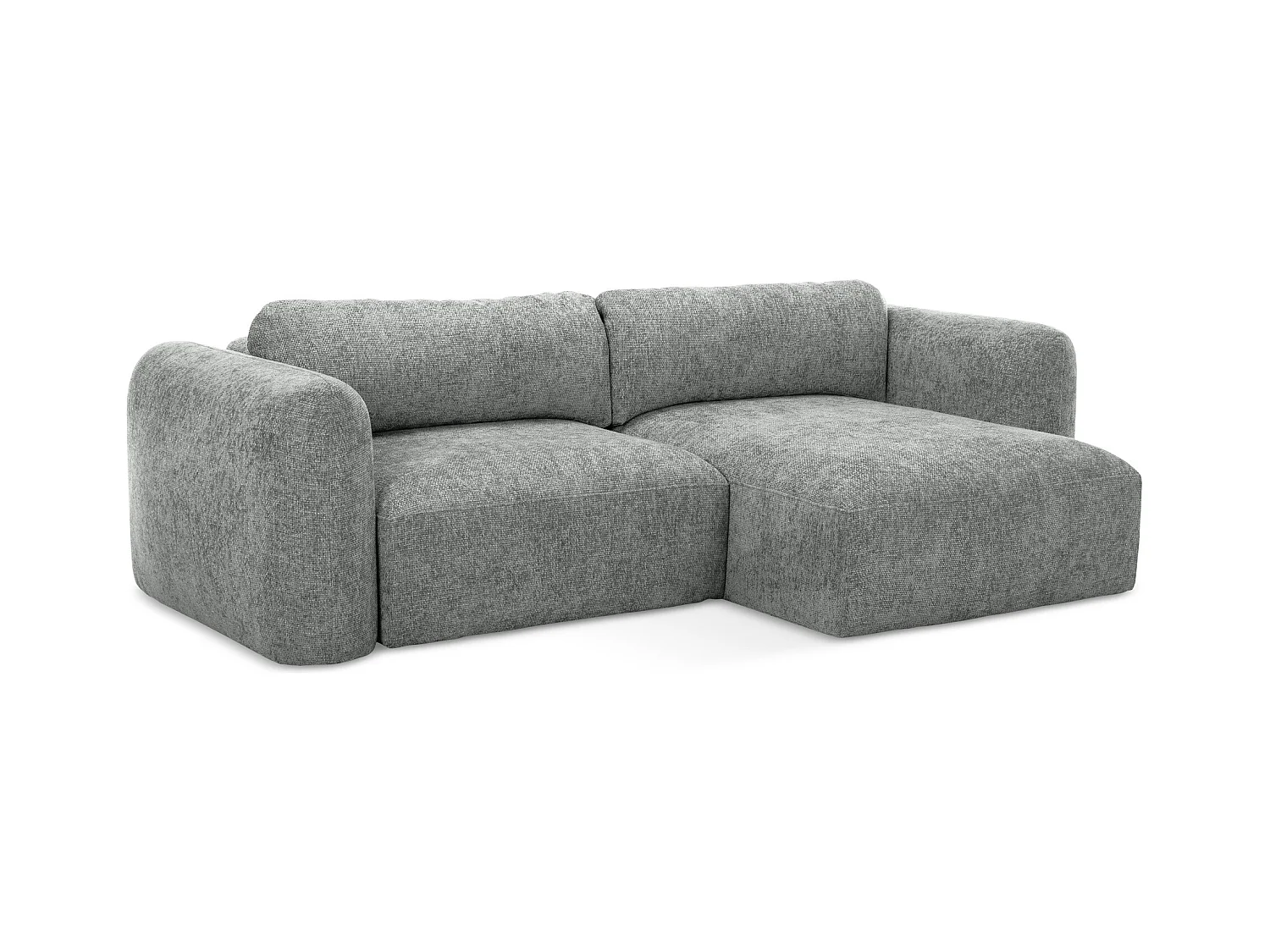 Canapé d'angle droit convertible en tissu chenille - gris - MELE