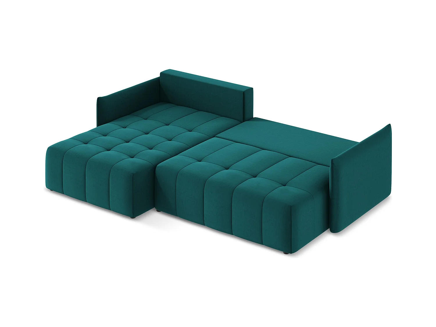 3-Sitzer Ecksofa mit Schlaffunktion - Ecke Links - Samt - Marine - MOKU