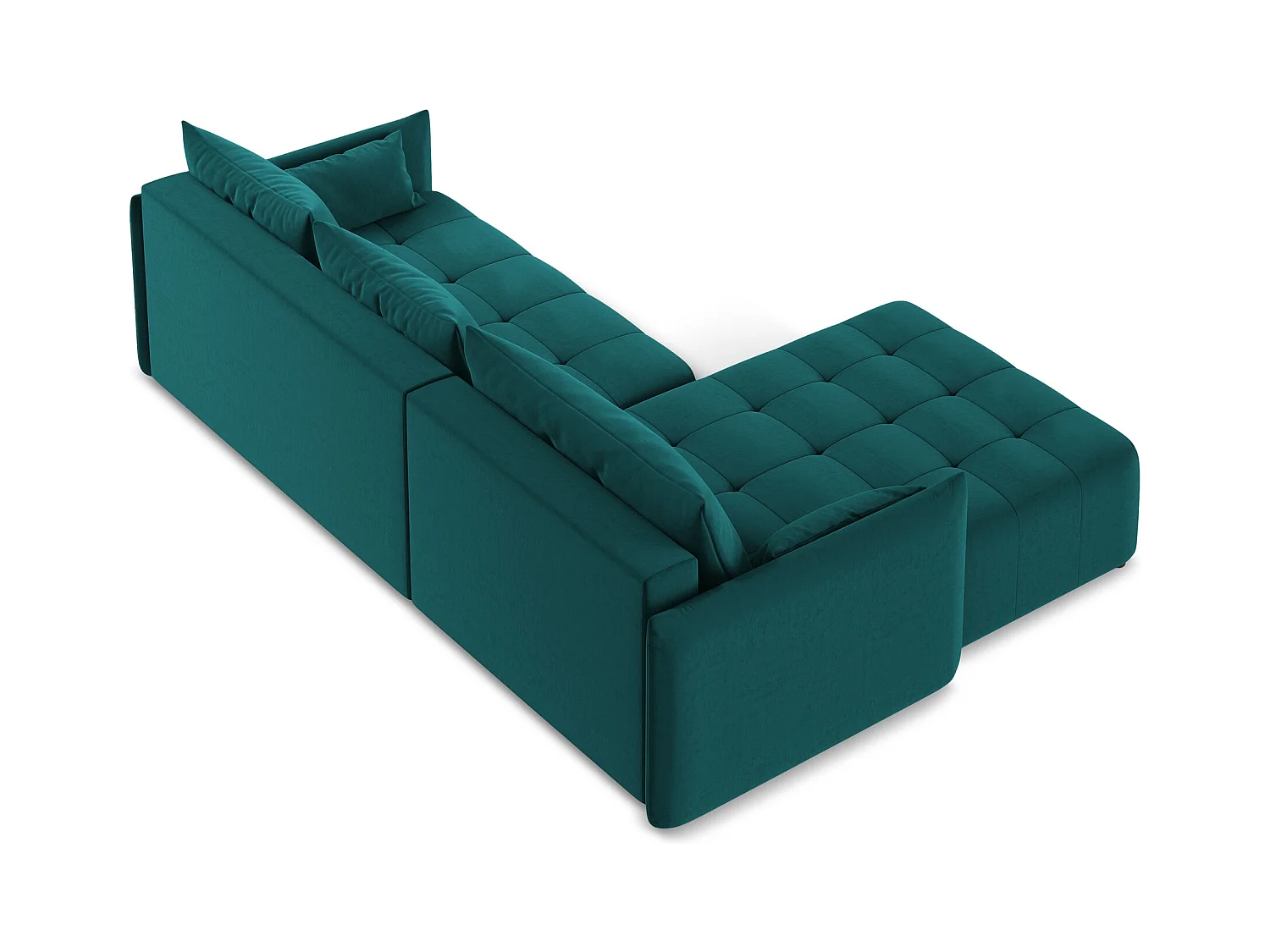 3-Sitzer Ecksofa mit Schlaffunktion - Ecke Links - Samt - Marine - MOKU