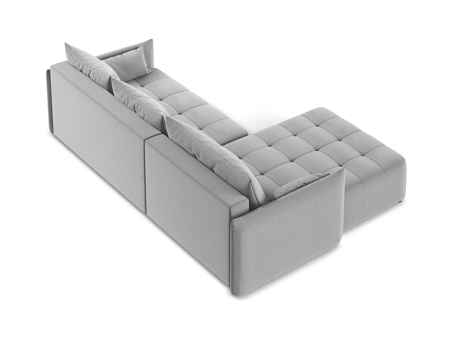 Narożnik lewostronny z funkcją spania - z tkaniny welwetowej - szary - MOKU