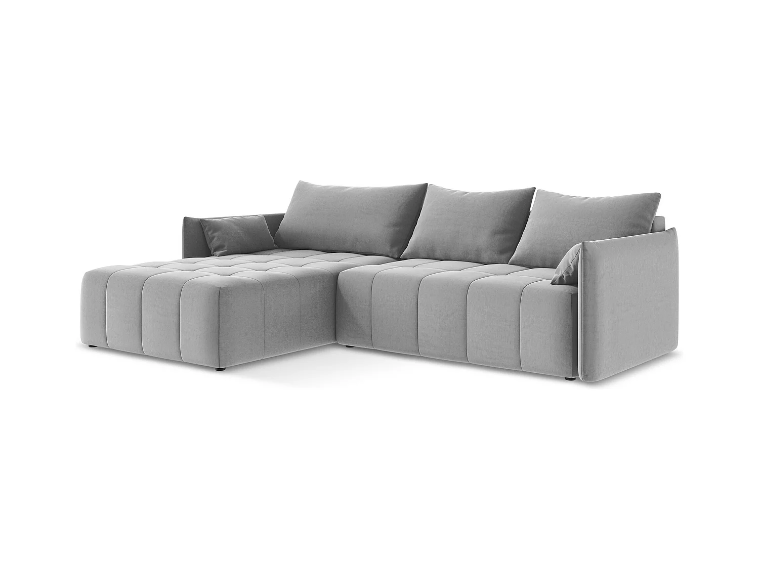 Canapé d’angle 3 places gauche convertible en velours - gris - MOKU
