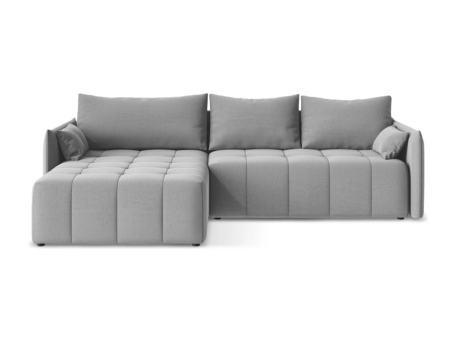 Canapé d’angle 3 places gauche convertible en velours - gris - MOKU