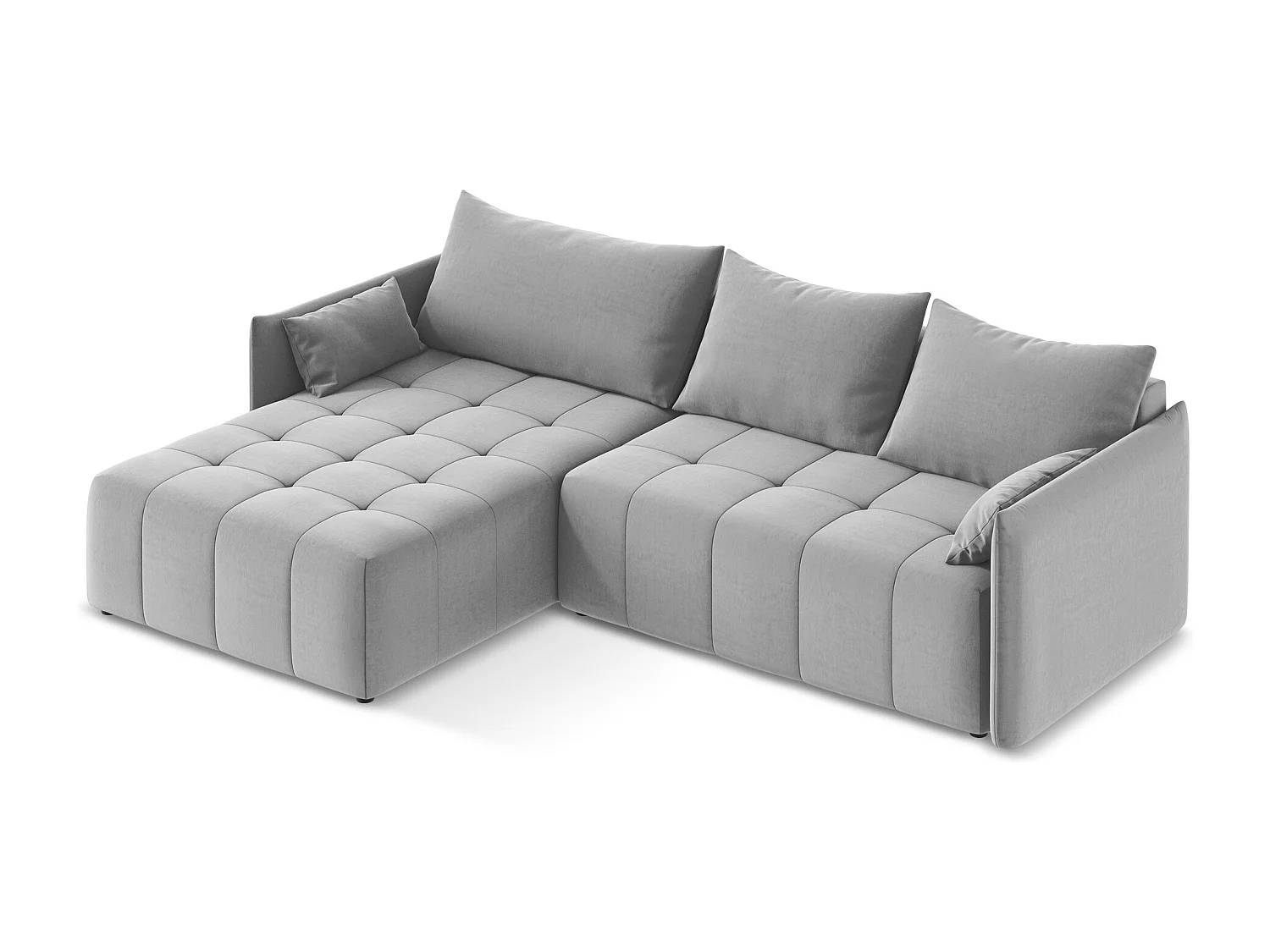 Canapé d’angle 3 places gauche convertible en velours - gris - MOKU