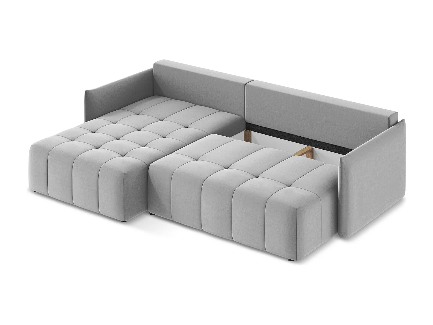 Canapé d’angle 3 places gauche convertible en velours - gris - MOKU