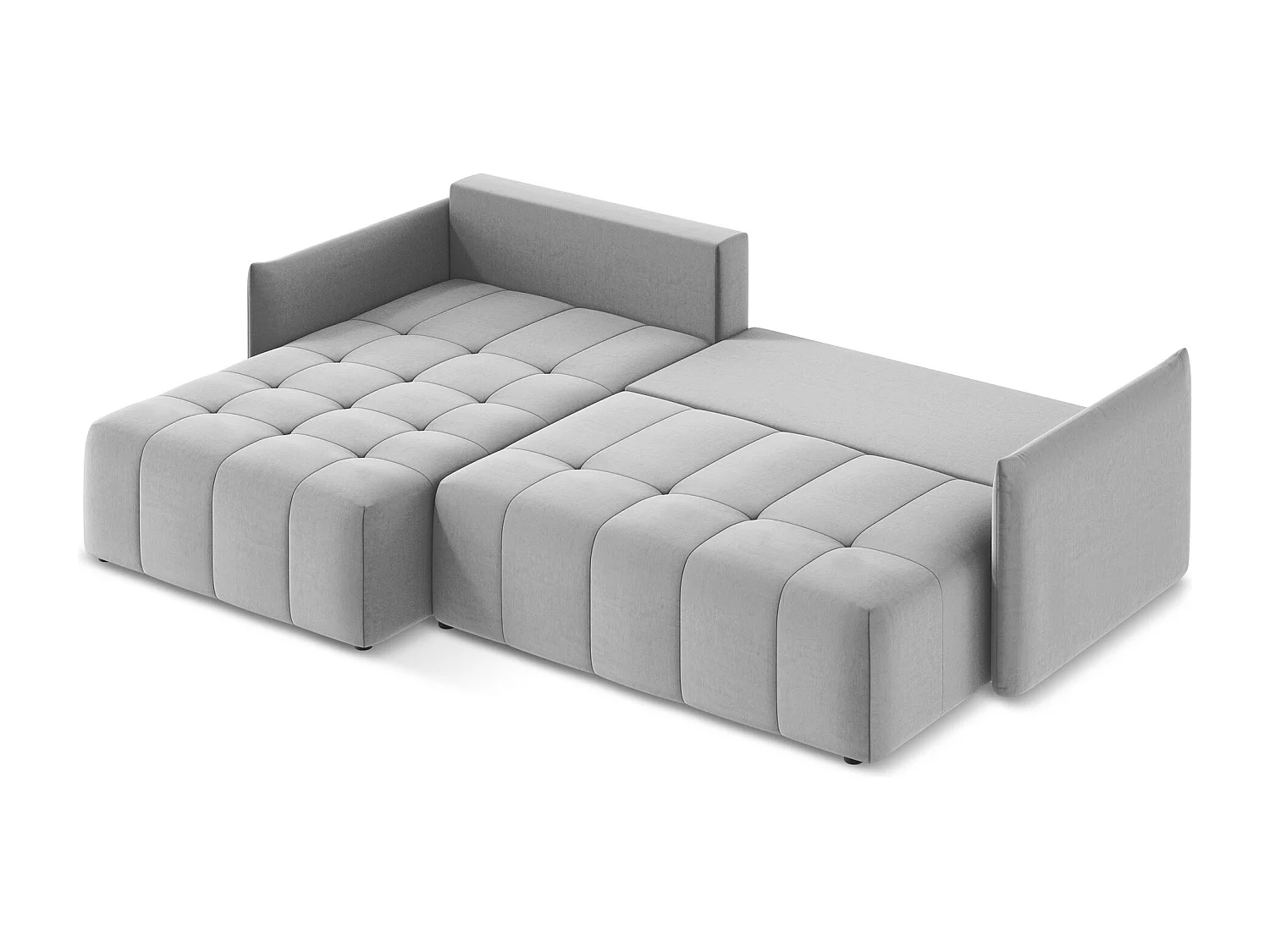 Canapé d’angle 3 places gauche convertible en velours - gris - MOKU