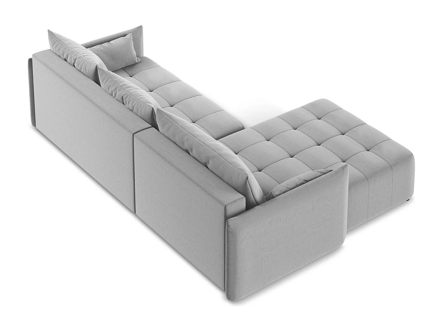 Canapé d’angle 3 places gauche convertible en velours - gris - MOKU