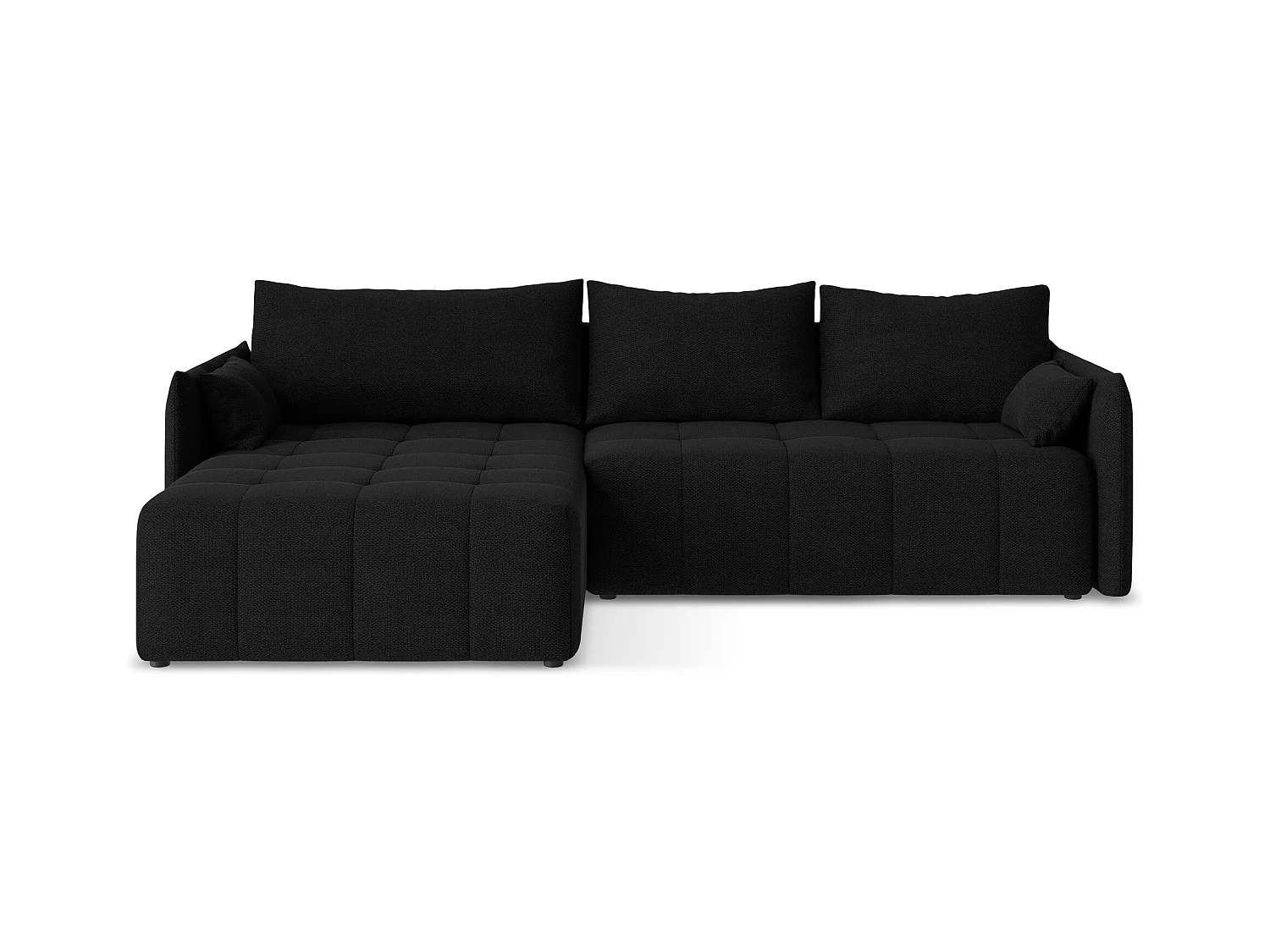3-Sitzer Ecksofa mit Schlaffunktion - Ecke Links - Bouclé - Schwarz - MOKU
