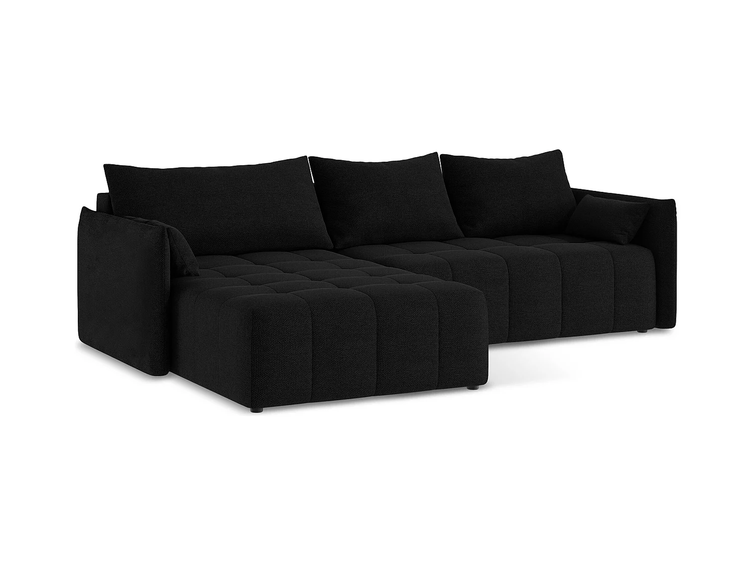 3-Sitzer Ecksofa mit Schlaffunktion - Ecke Links - Bouclé - Schwarz - MOKU
