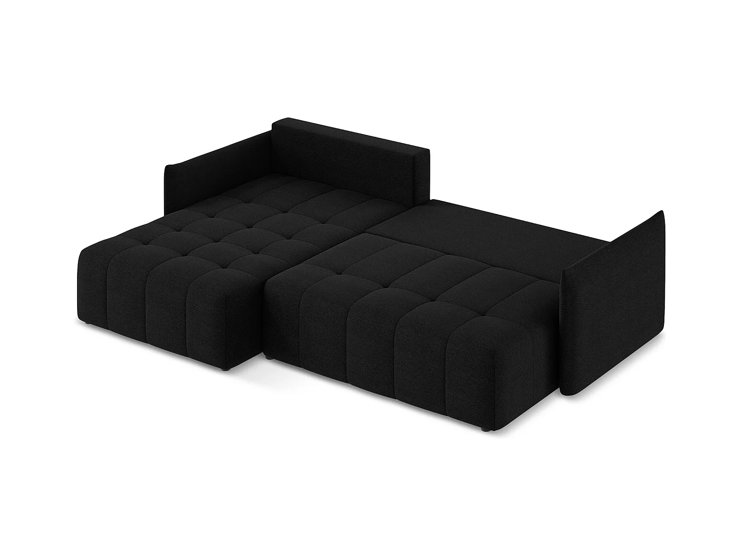 3-Sitzer Ecksofa mit Schlaffunktion - Ecke Links - Bouclé - Schwarz - MOKU