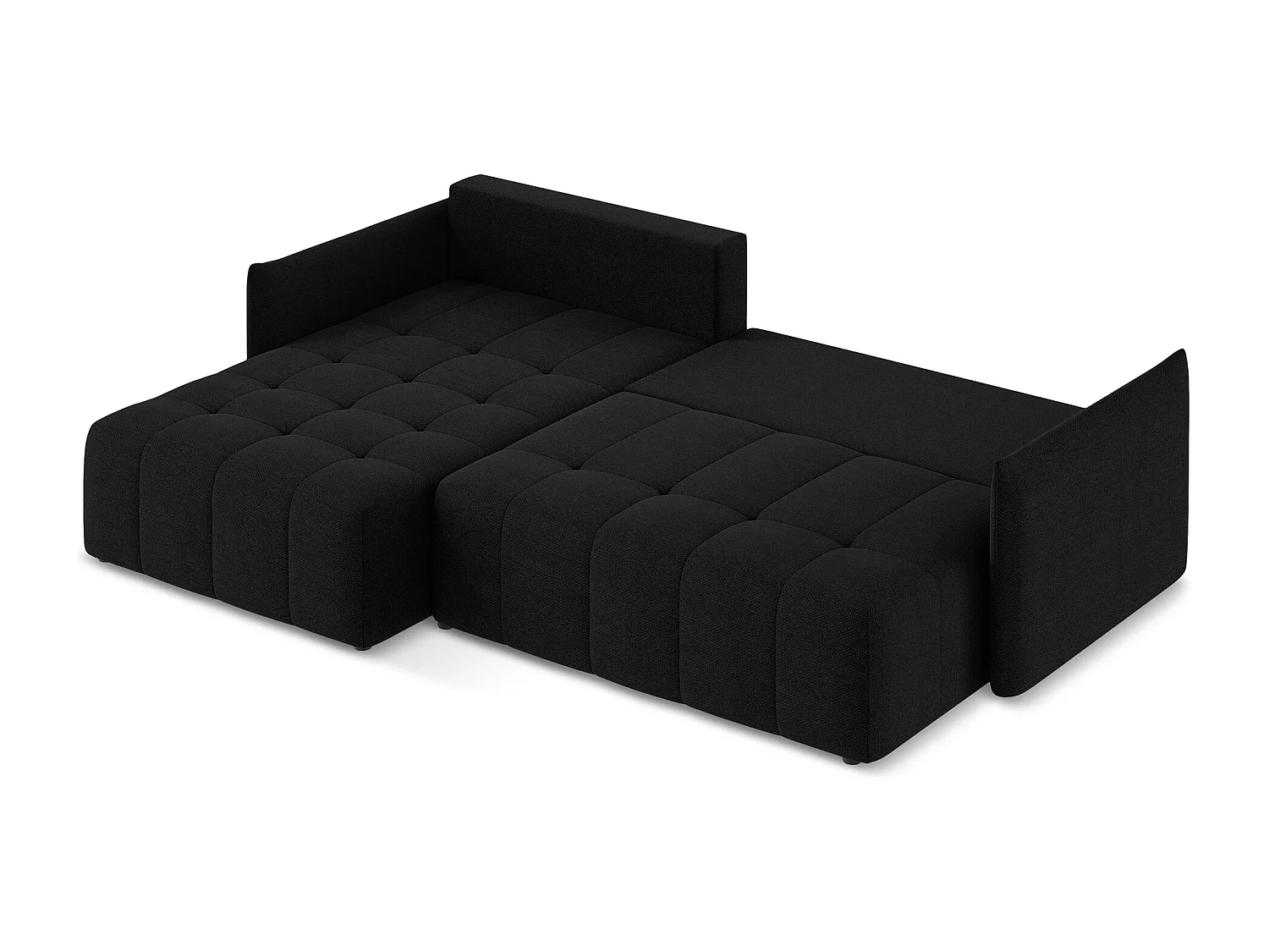 Canapé d’angle 3 places gauche convertible en tissu bouclette - noir - MOKU