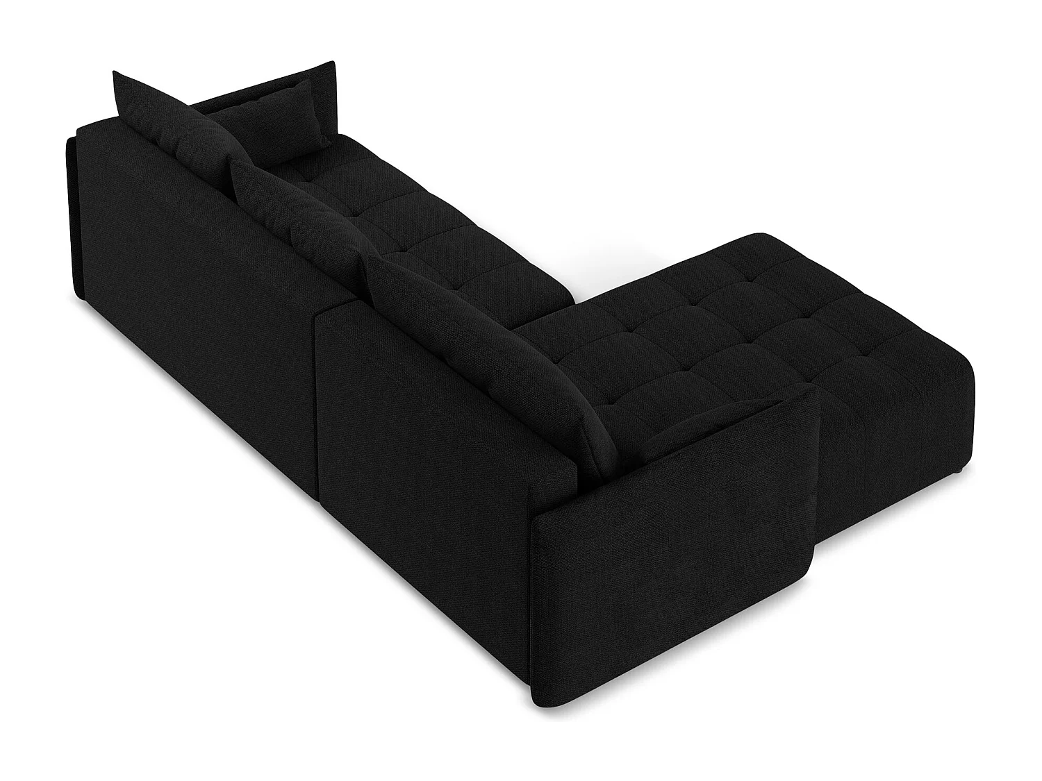 Canapé d’angle 3 places gauche convertible en tissu bouclette - noir - MOKU