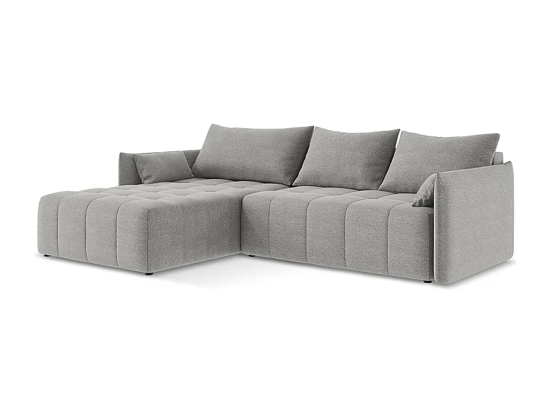 3-Sitzer Ecksofa mit Schlaffunktion - Ecke Links - Bouclé - Hellgrau - MOKU