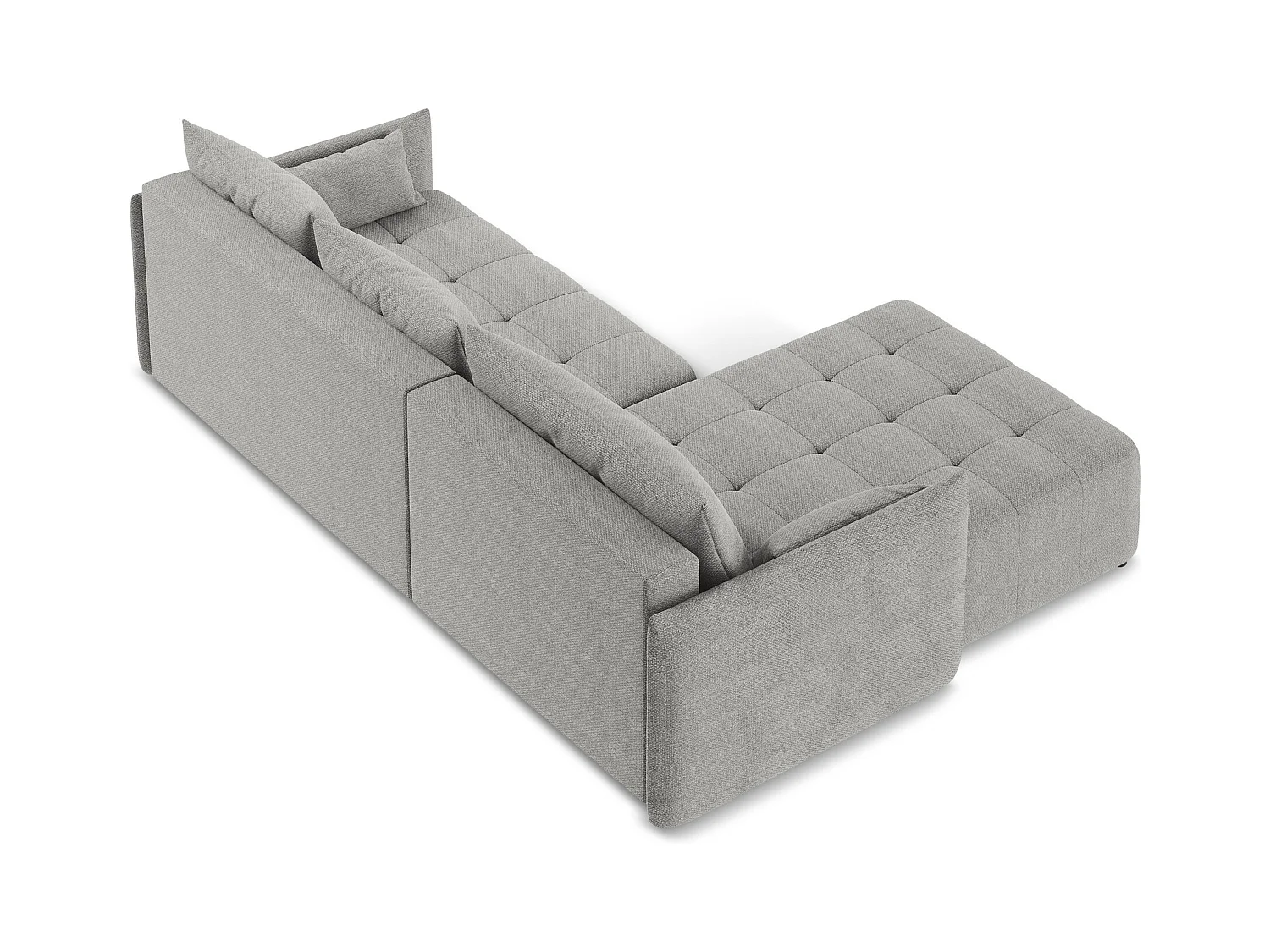 Canapé d’angle 3 places gauche convertible en tissu bouclette - gris clair - MOKU