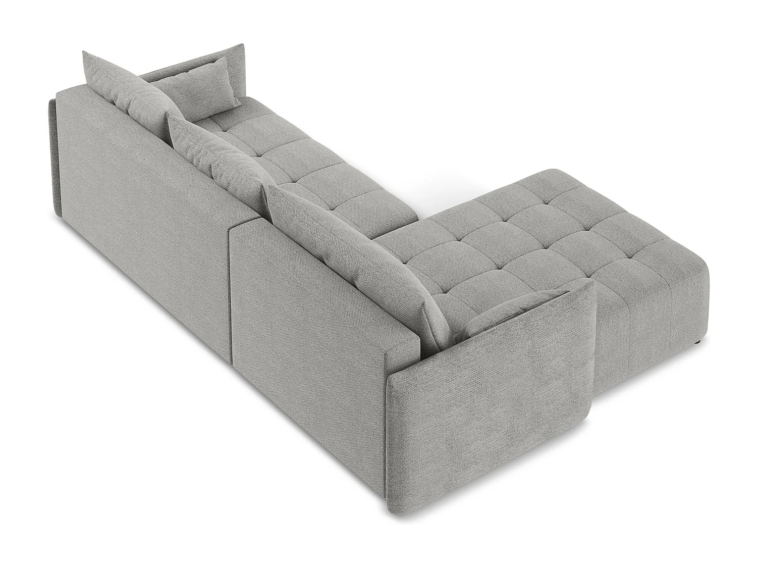 Canapé d’angle 3 places gauche convertible en tissu bouclette - gris clair - MOKU