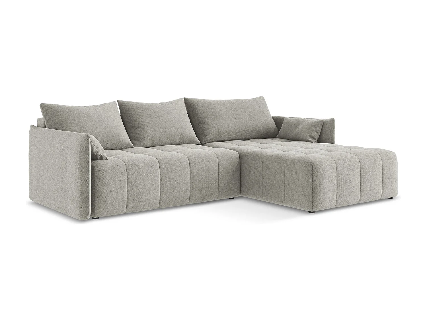 Hoekslaapbank rechts van lichtgrijs textuurstof - MOKU