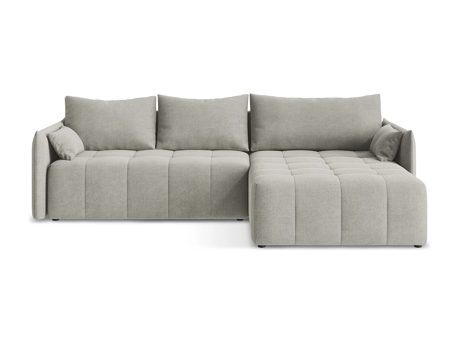 Hoekslaapbank rechts van lichtgrijs textuurstof - MOKU