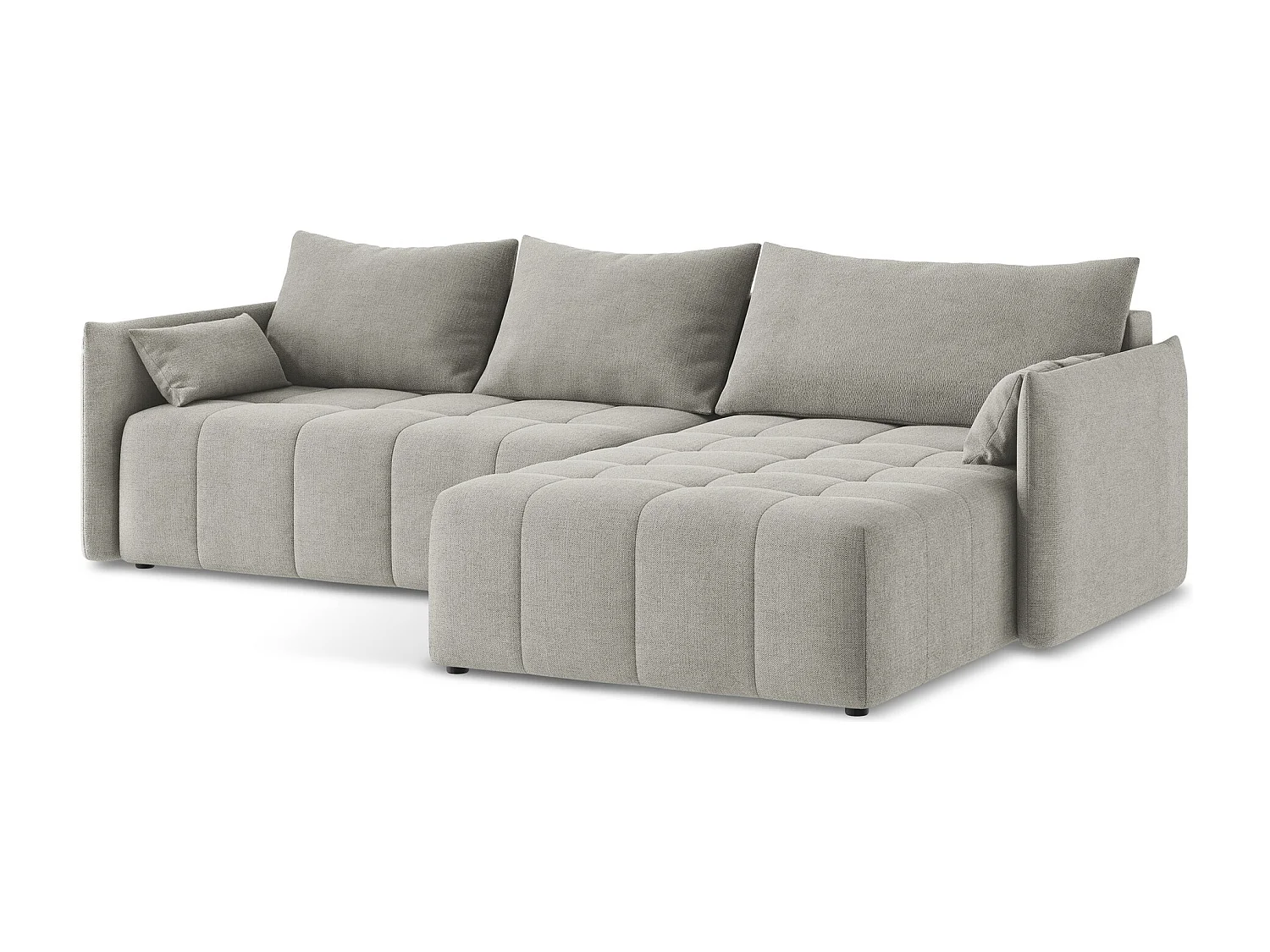 Hoekslaapbank rechts van lichtgrijs textuurstof - MOKU