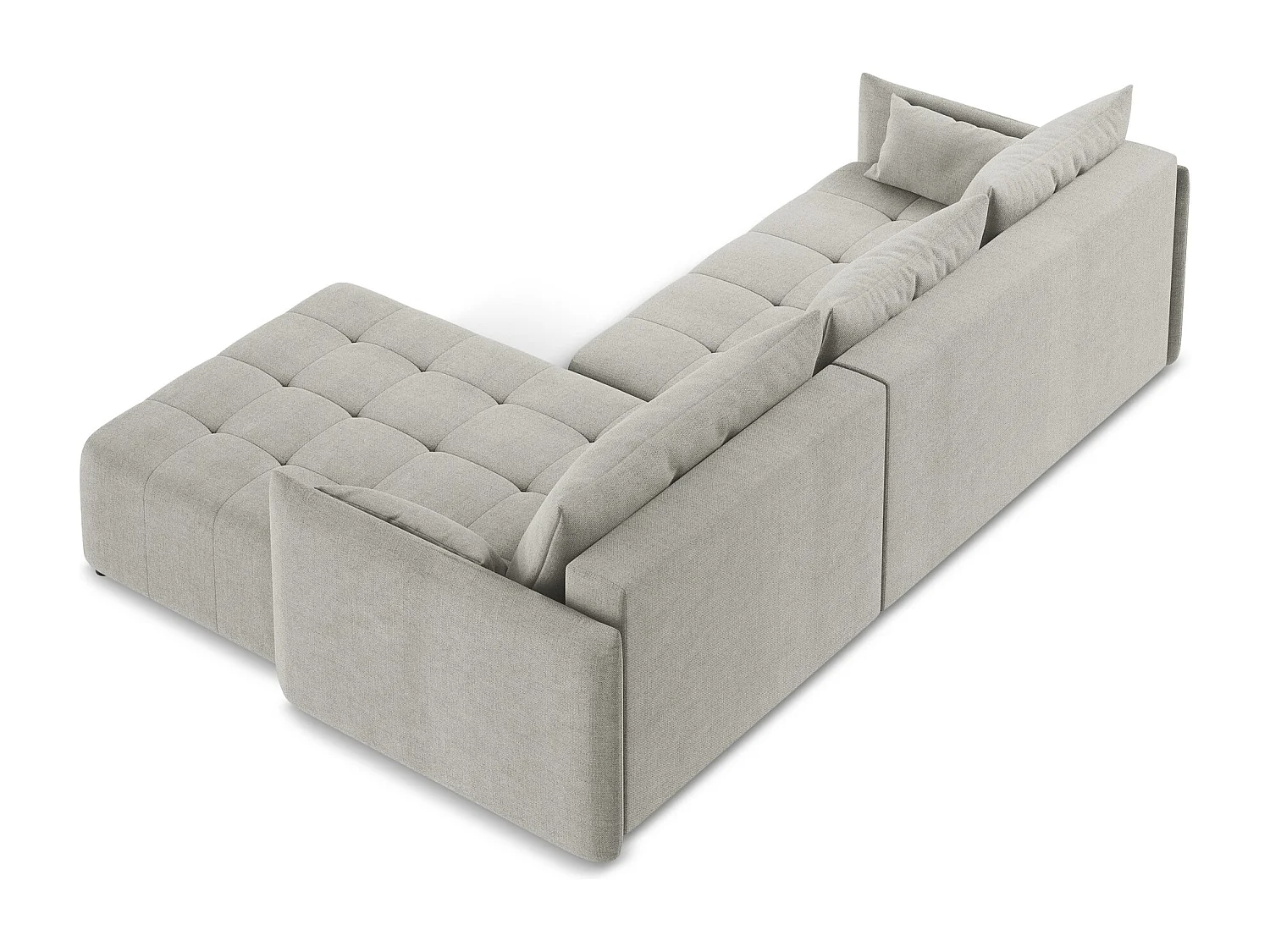 Hoekslaapbank rechts van lichtgrijs textuurstof - MOKU