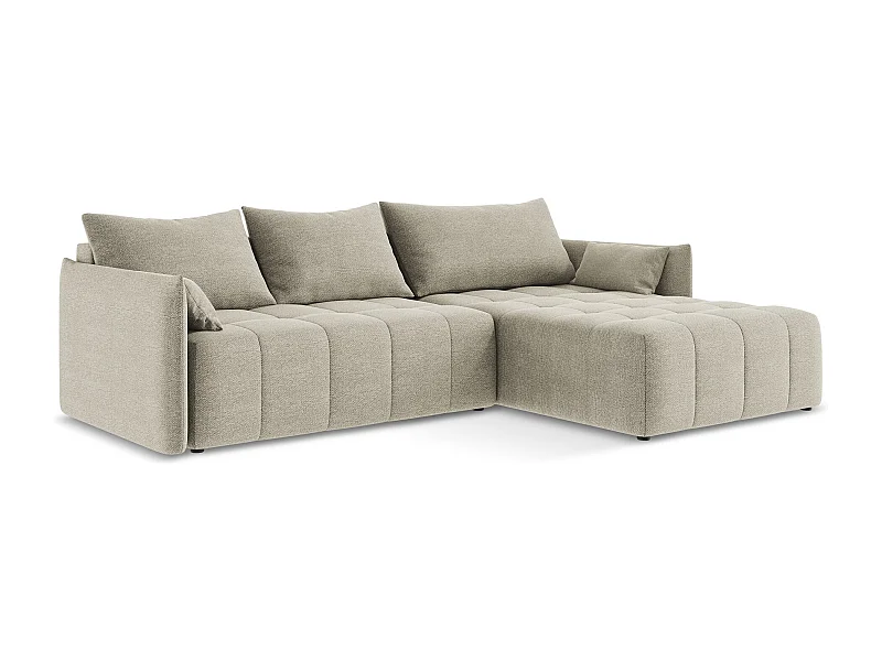 Ecksofa mit Schlaffunktion - Ecke Rechts - Bouclé - Taupe - MOKU