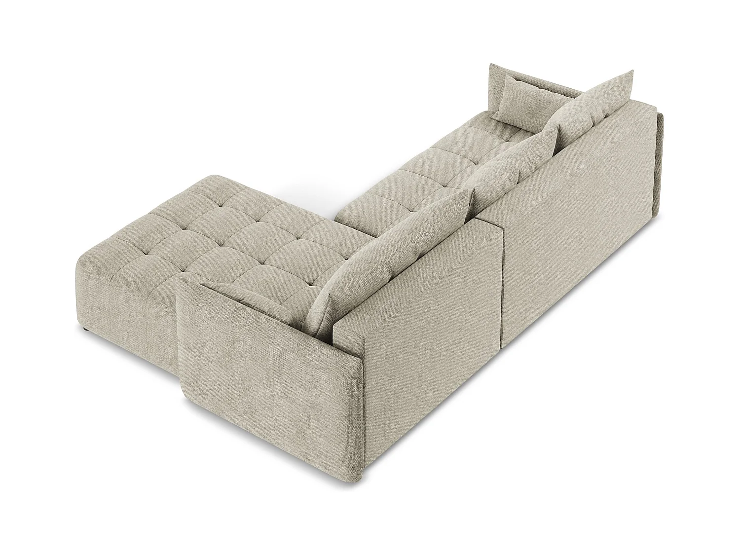 Canapé d'angle droit convertible en tissu bouclette - taupe - MOKU