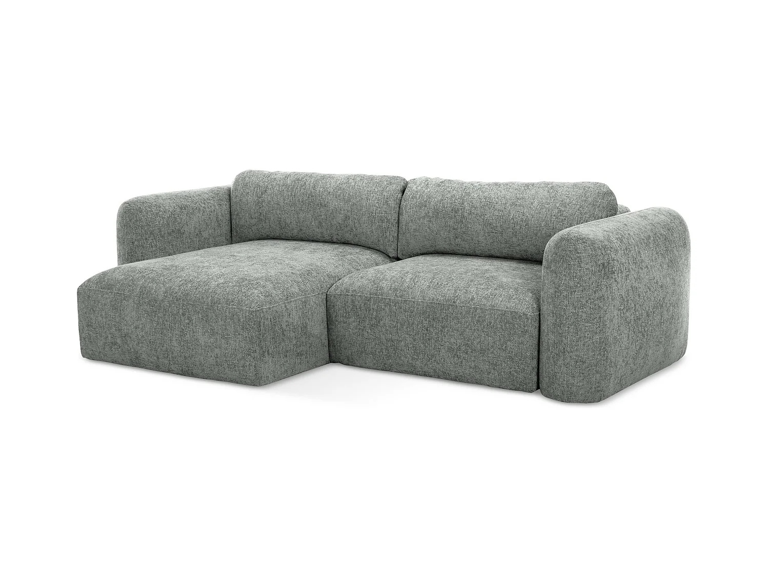 Canapé d’angle 3 places gauche convertible en tissu chenille - gris - MELE
