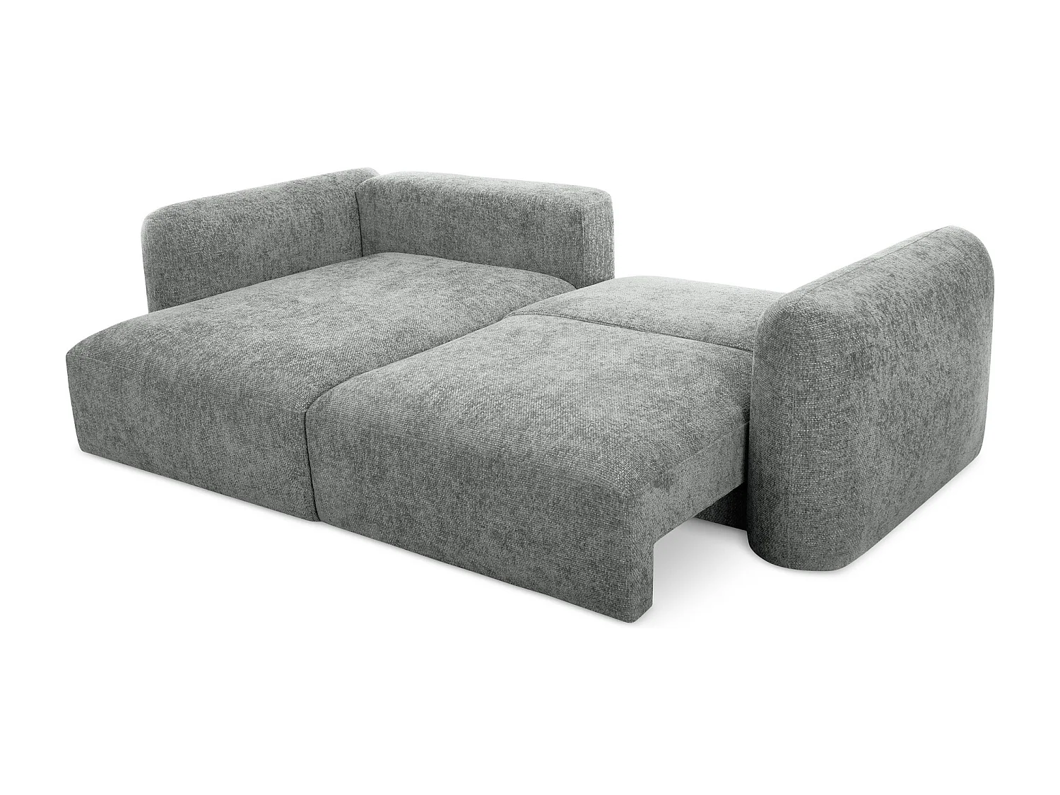 Canapé d’angle 3 places gauche convertible en tissu chenille - gris - MELE