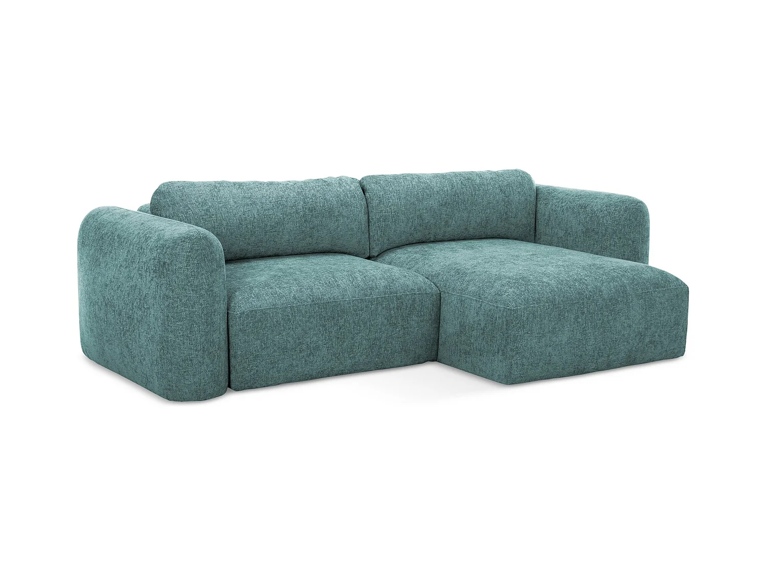 Canapé d'angle droit convertible en tissu chenille - jeans - MELE